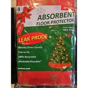 Sorbco® Round Red Absorbent Floor Protector, 30” Christmas Trees NEW SEALED X2